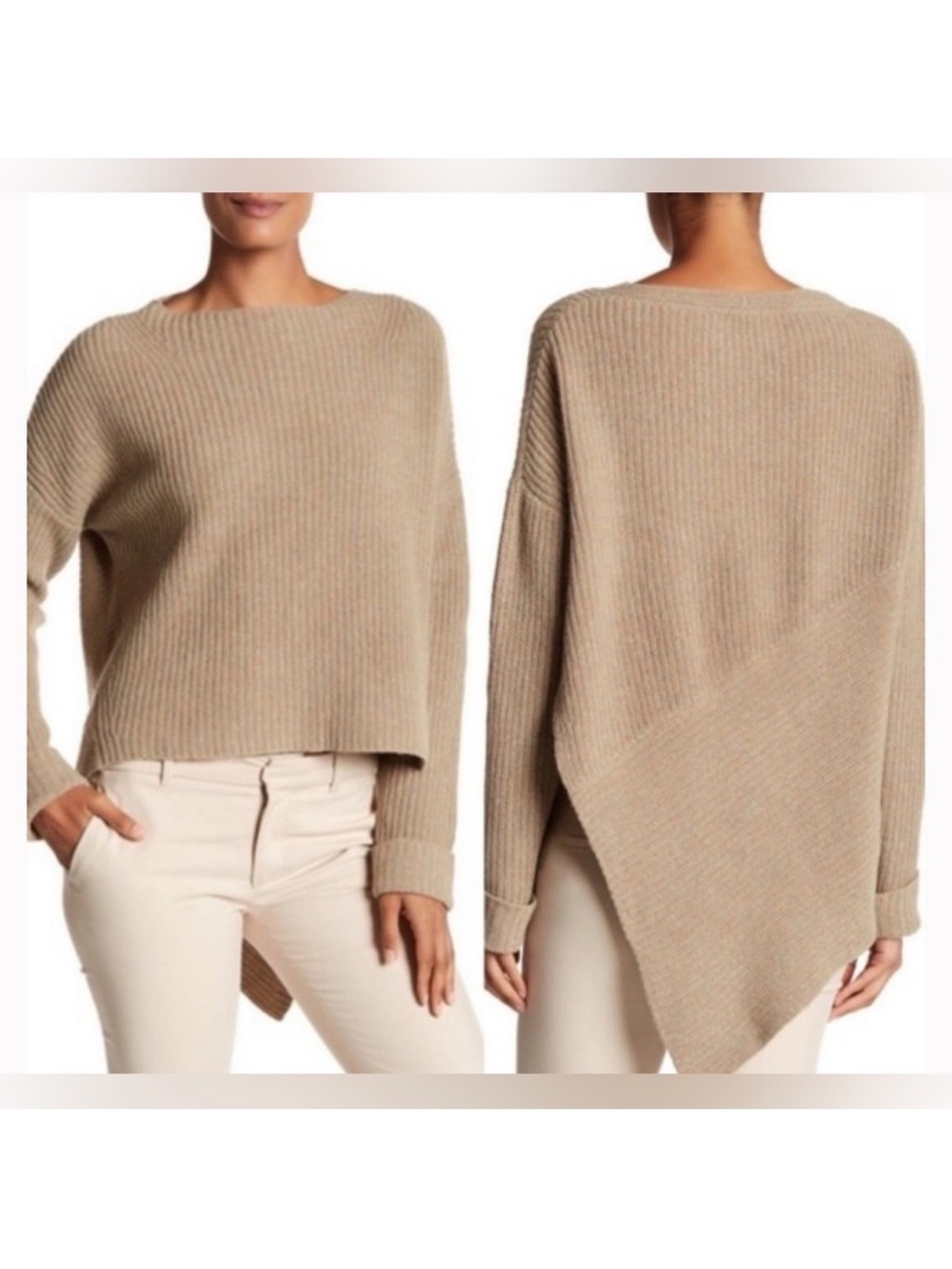 Brochu Walker Thandee Asymmetric Wool Linen Blend Sweater Size XS Fall 90s Chic